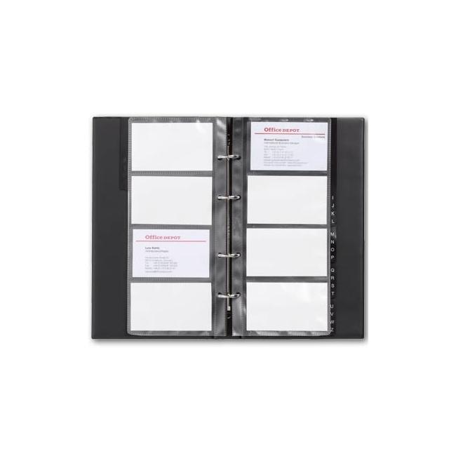 Portable 4-ring business card for 80 business cards with register KARTON PP black