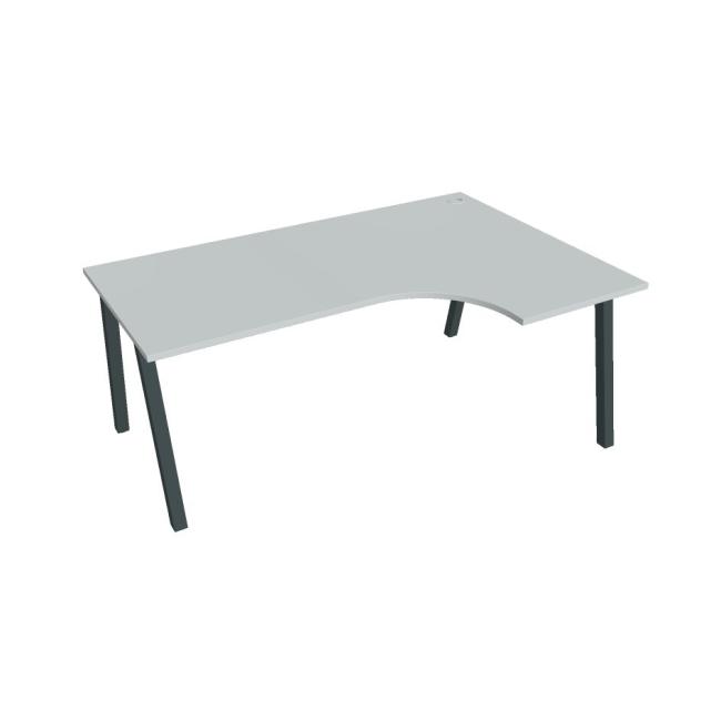 Work desk UNI A, ergo, left, 180x75.5x120 cm, grey/black