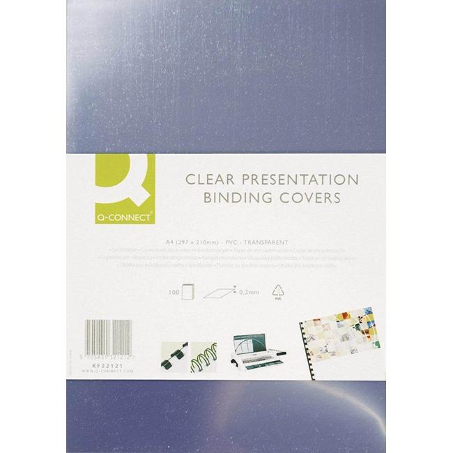 Plastic envelopes for ring binding Q-Connect A4 PVC 150mic clear