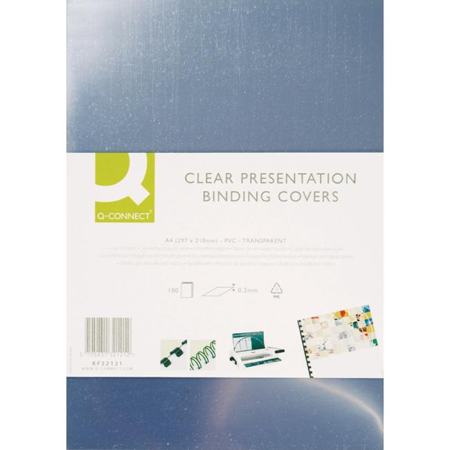 [LF020000] Plastic envelopes for ring binding Q-Connect A4 PVC 200mic clear