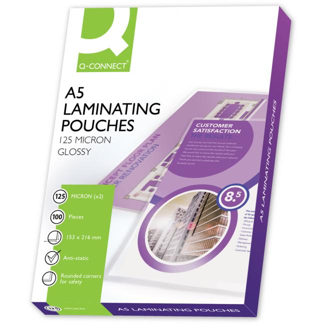 [LF154212] Q-Connect laminating films 154x216 /A5/125mic.
