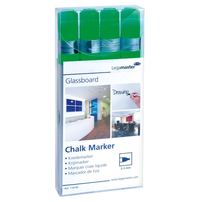 Chalk marker GLASSBOARD green 4 pcs