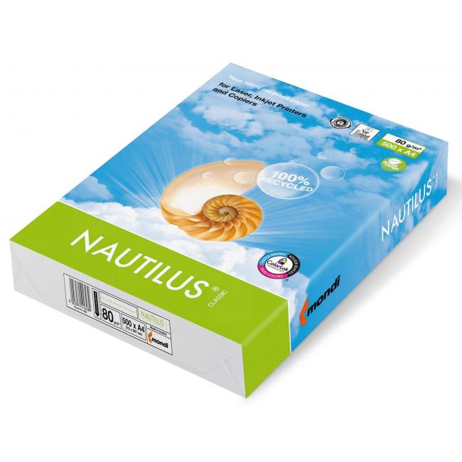 Copy paper Nautilus Classic recycled A4, 80g, CIE 112
