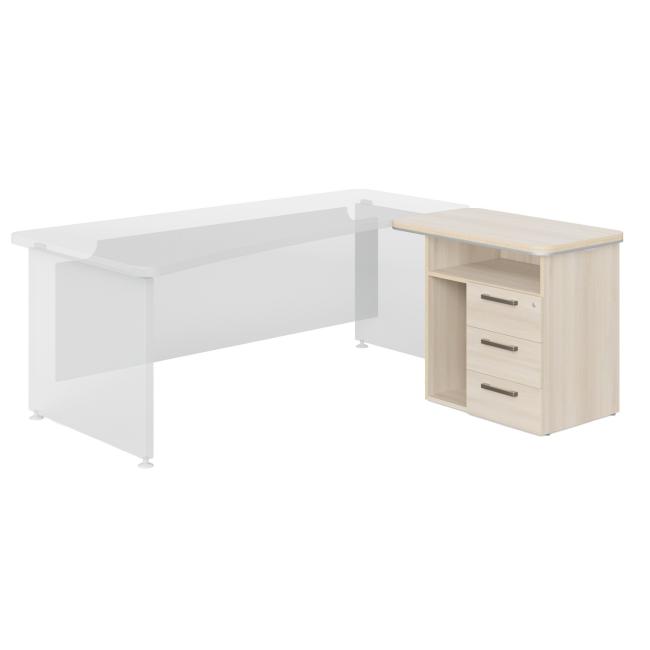 [LZ000720] Port container P 3 drawers Lenza Wels, PC niche, 90x76.2x55cm, light agate