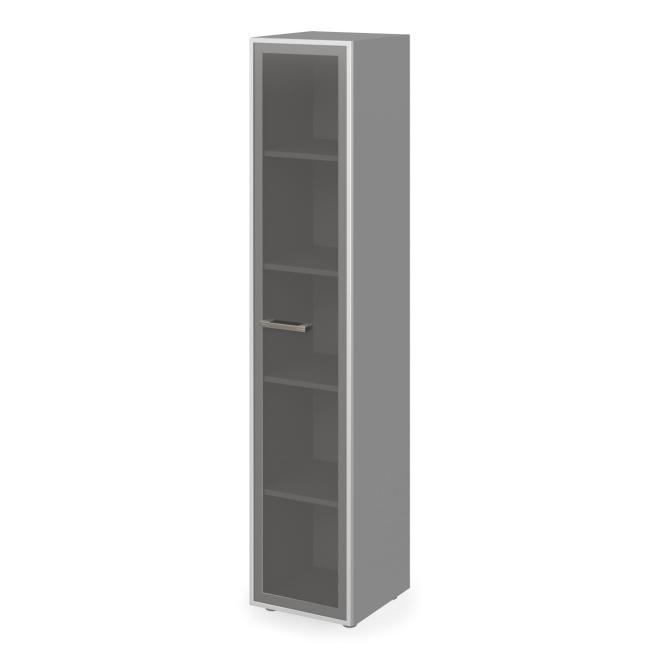 Shelf cabinet Lenza Wels 4 shelves, glass, 39.9x196.5x42.5cm, agate / gray