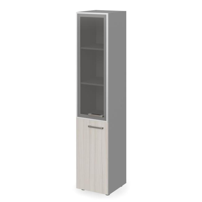 Lenza Wels shelf cabinet, hinges on the left, 39.9x196.5x42.5cm, driftwood/grey