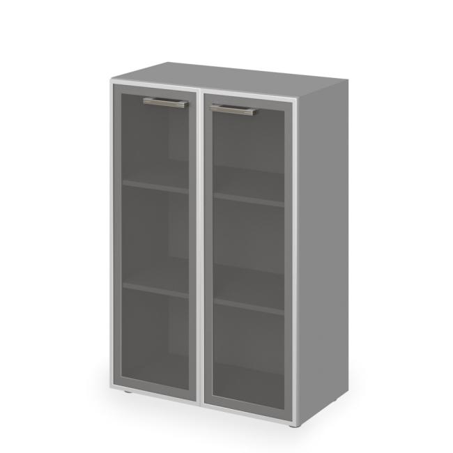 Shelf cabinet Lenza Wels, glass, 79.8x119.5x42.5cm, driftwood/grey