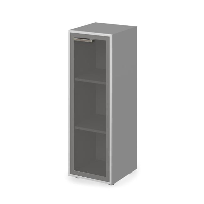 Lenza Wels shelf cabinet, glass, hinges on the right, 39.9x119.5x42.5cm, 2 shelves, light agate