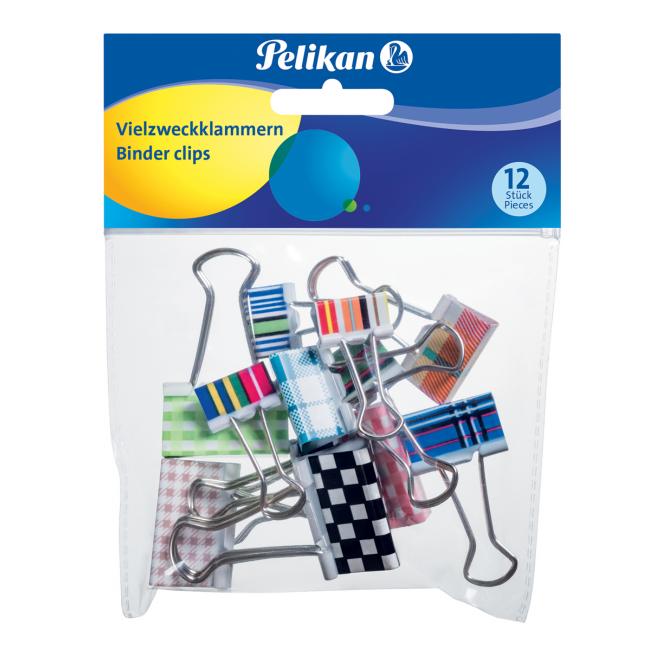 [PE700306] Pelikan farebné spony na dokumenty, 12 ks, mix farieb a veľkostí