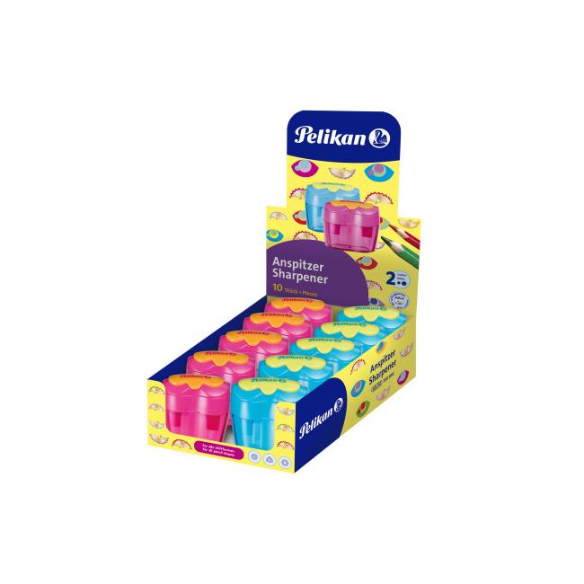 Plastové strúhadlo Pelikan Flower s 2 otvormi mix farieb modrá ružová