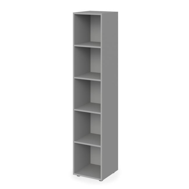 Lenza Wels high open cabinet with 4 shelves, 39.9x196.5x40.4cm, gray