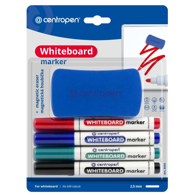 Centropen 8559/4S chalkboard marker set with squeegee