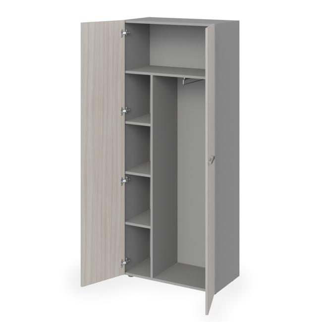 Lenza Wels wardrobe, with pull-out hanger and shelves, 79.8x196.5x42.2cm, driftwood