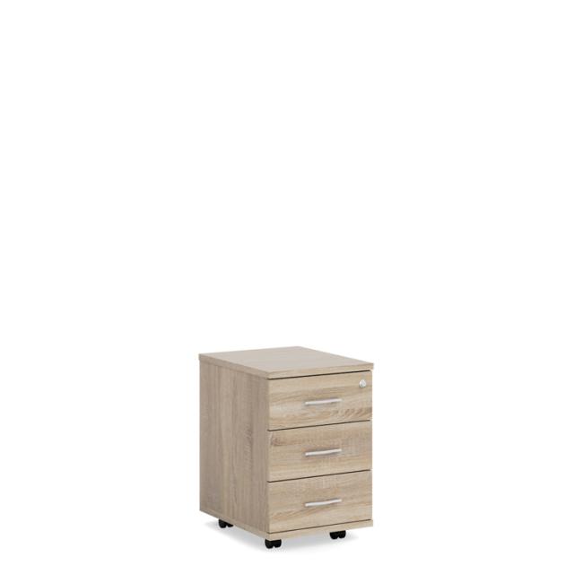 [LZ002344] Mobile container BASIC, 3-drawer with lock, 41x61x50cm, Sonoma oak