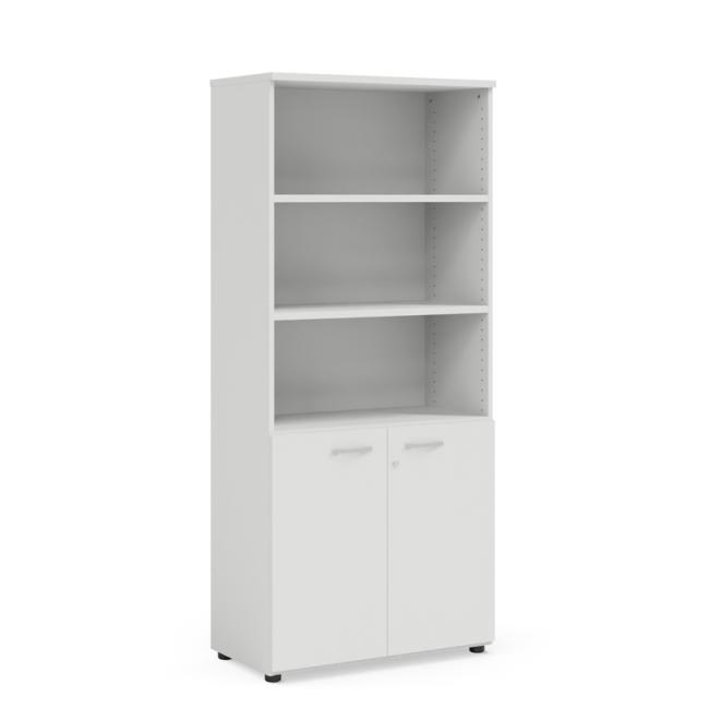 [LZ002883] BASIC shelf cabinet, combined, with lock, 80x40x182.1cm, white