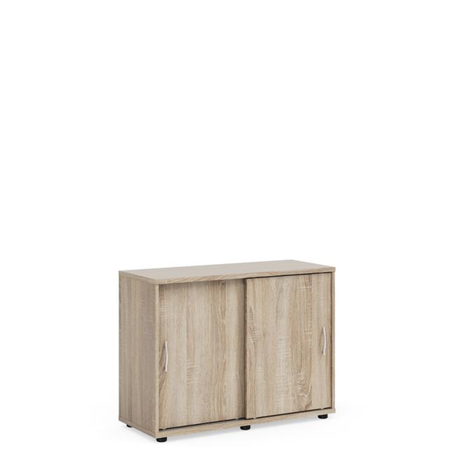 Knižnica BASIC, posuvné dvere bez zámku, 100x40x75,3cm, dub sonoma