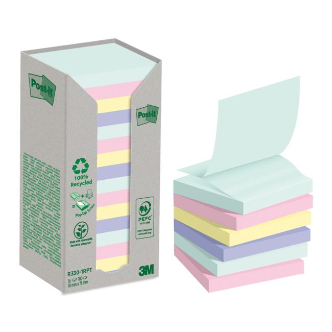 [MM033078] Self-adhesive Z-Notes Post-it recycled, NATURE, 76x76 mm, rainbow, 16x100 sheets