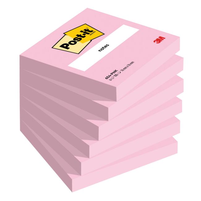 Self-adhesive Post-it note 76x76 pink 6 x 100 leaves