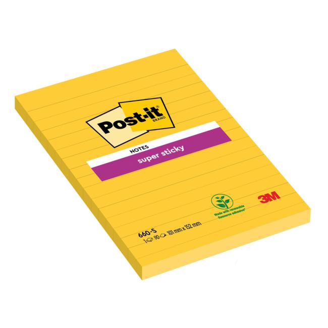 [MM066010] Samolepiaci bloček Post-it Super Sticky, 102x152 mm, žltý, linajky