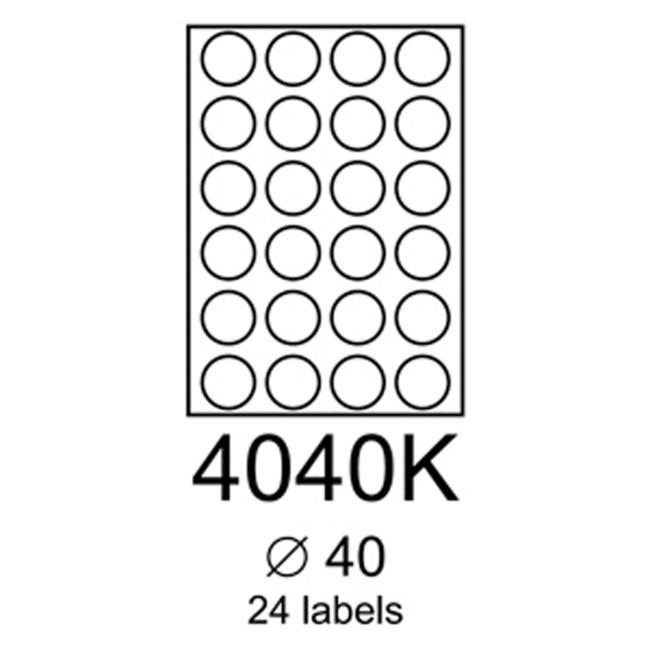 Labels Rayfilm 40mm round yellow R01214040KA, 100 sheets