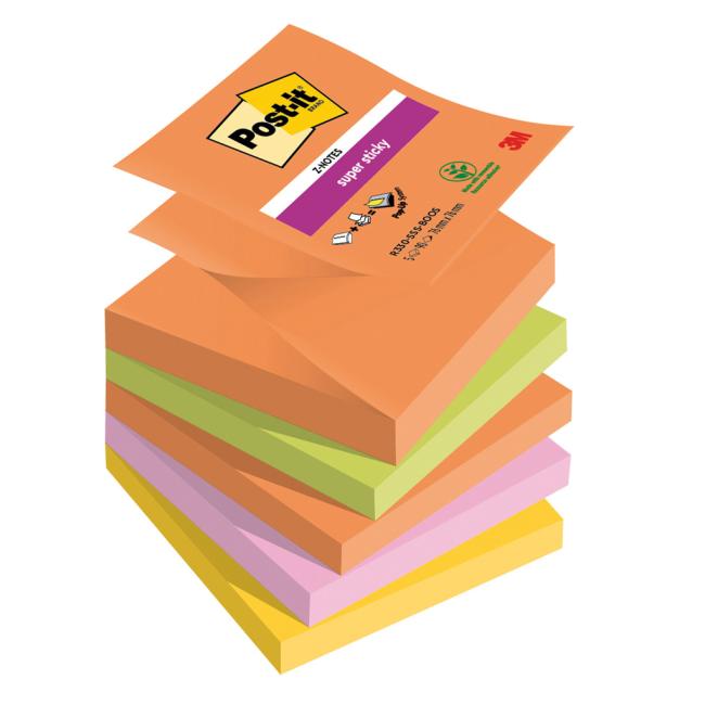 [MM258789] Self-adhesive Z-pads Post-it Super Sticky BOOST, size 76x76 mm, 5 pads of 90 cards
