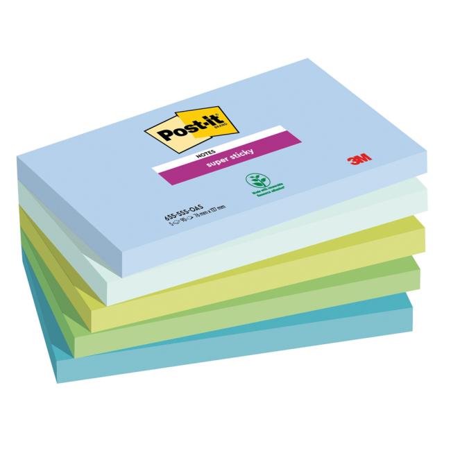 [MM258790] Post-it Super Sticky OASIS, size 76x127 mm, 5 pads of 90 cards