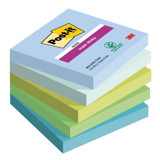 [MM258898] Post-it Super Sticky OASIS, size 76x76 mm, 5 pads of 90 cards