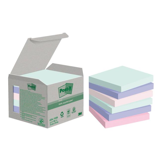 Self-adhesive note Post-it Super Sticky NATURE, pastel colors, size 76x76 mm, 6 notes of 100 leaves