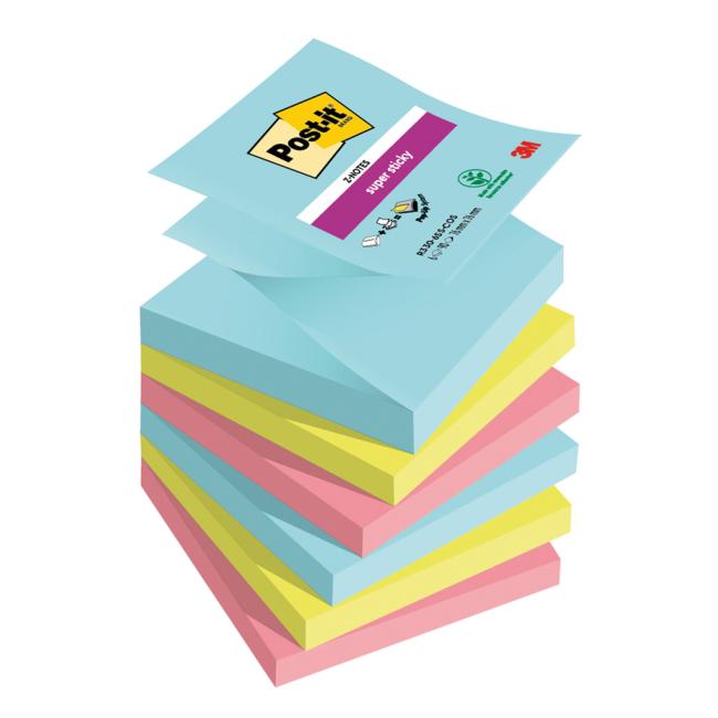 Samolepiace Z-bloky Post-it Super Sticky COSMIC, rozmer 76x76 mm, 6 blokov po 90 kariet
