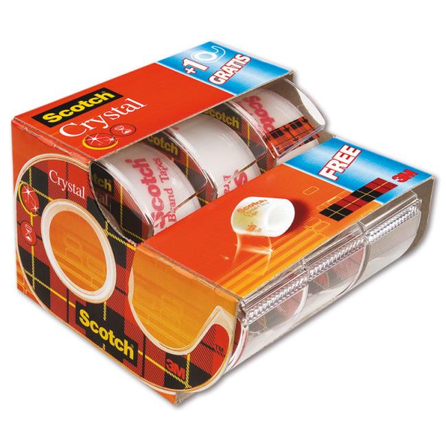 [MM600003] Scotch crystal clear adhesive tape, 19 mm × 7.5 m, 2 + 1 roll, in the magazine for free