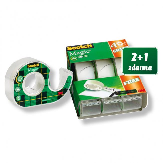 Scotch Magic adhesive tape, 19 mm x 7.5 m, with dispenser, 2+1 free