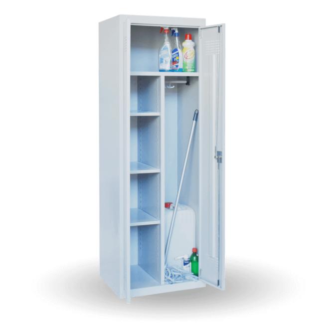 [AA000164] Shelf cabinet, cleaning, lockable, h.180 x w.60 x d.50cm, RAL7035 gray