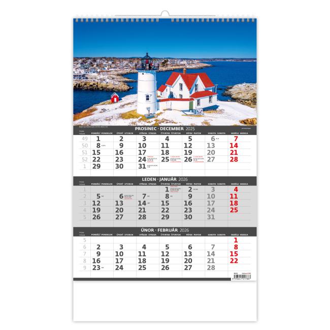 Wall calendar 3-month Coast 31.5 x 45 cm 2026