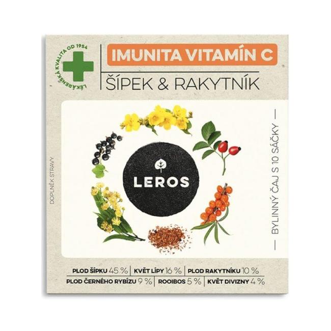 [PT105269] Čaj LEROS bylinný Natur Imunita Vitamín C šípka & rakytník HB 10 x 1,5 g