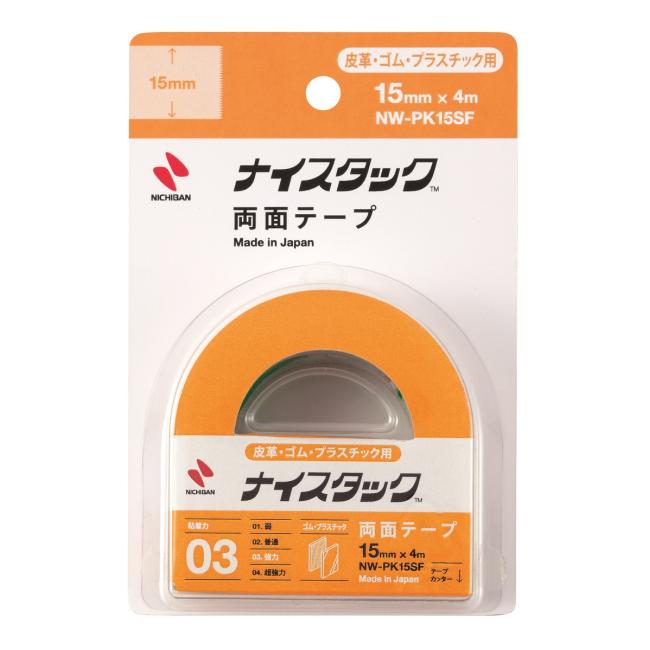 Adhesive tape double-sided NICHIBAN 15mm x 5m for rubber and leather from non-woven fabric