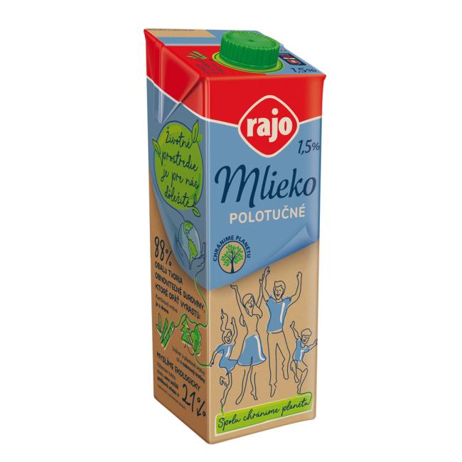 Permanent milk RAJO semi-fat 1.5% 1 ℓ