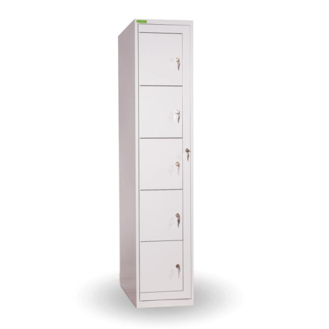 Cabinet for dispensing work clothes with 5 compartments, lockable, h.182 x w.38 x d.45cm, RAL7035 gray