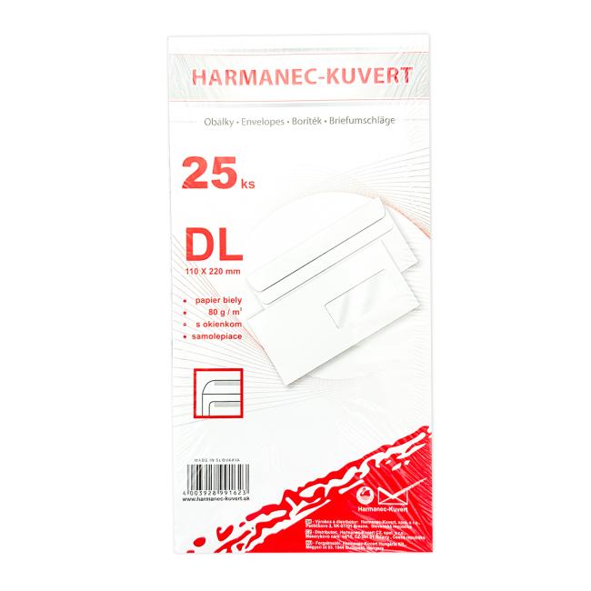 Postal envelopes DL self-adhesive, window, 25 pcs