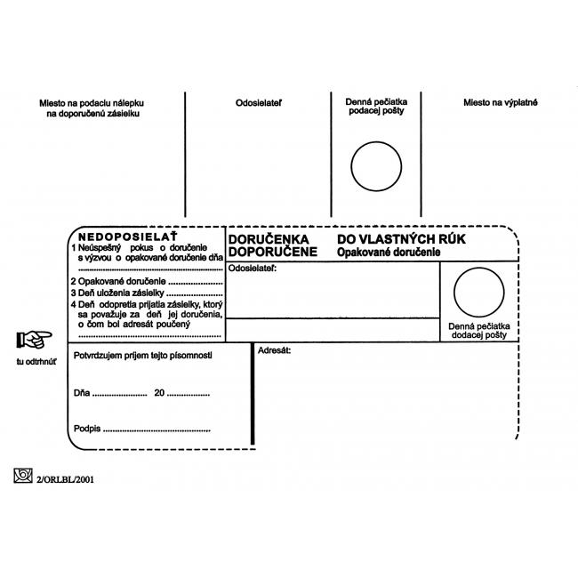 Postal envelopes B6 delivery note to VR OD, Do not send, 100 pcs