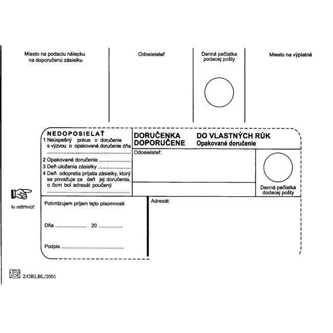 Postal envelopes B6 delivery note to VR OD, Do not send, 1000 pcs