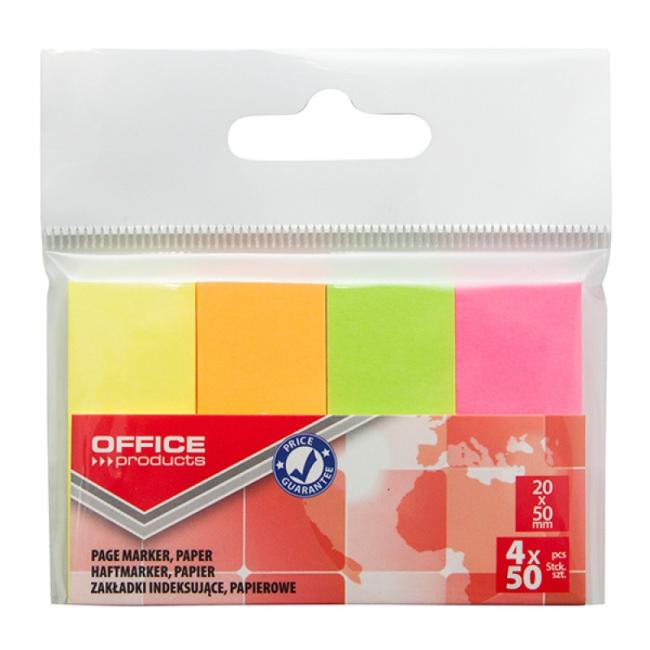 [OC215434] Samolepiace záložky Office Products 20x50mm neon 4x50 lístkov