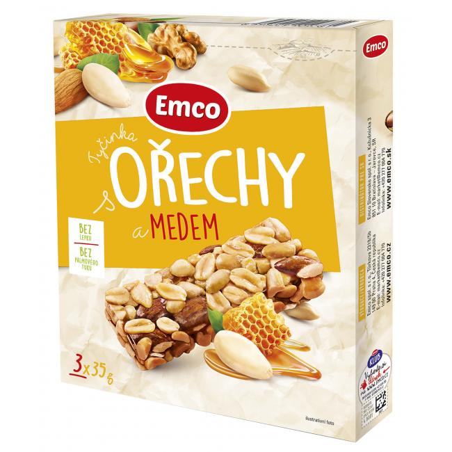 Emco tyčinka s orechmi a medom 3 x 35 g