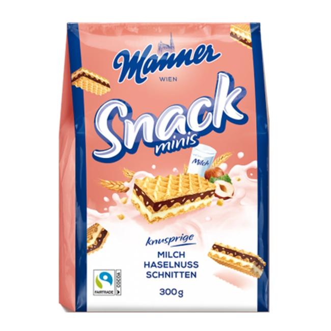 Oblátky Manner Snack Minis lieskovoorieškové 300 g