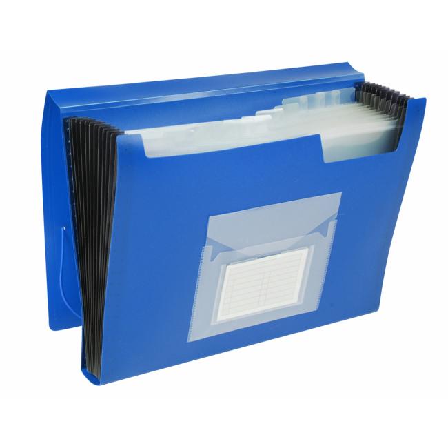 Plastic briefcase with 12 compartments Q-CONNECT opaque blue