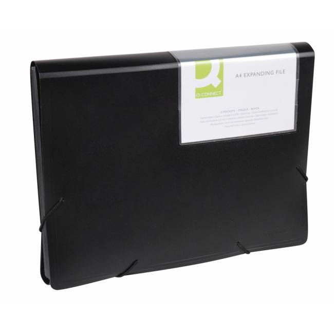 Plastic briefcase with 12 compartments Q-CONNECT opaque black