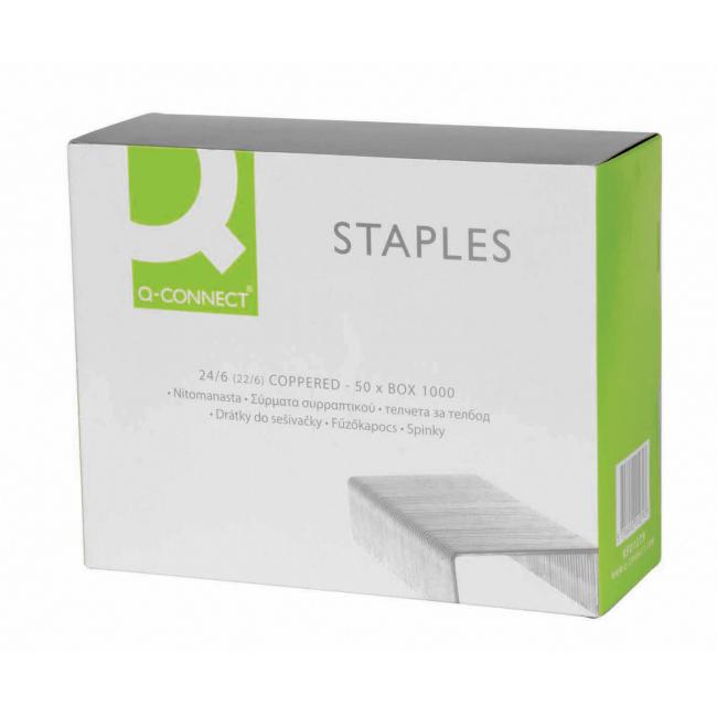 Medené spony Q-CONNECT 24/6 • 1000 ks