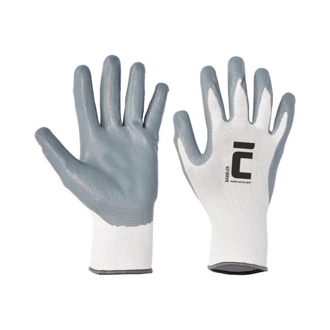 Rukavice nylon/pletené/nitril BABBLER, sivo/biele, veľkosť 7/S