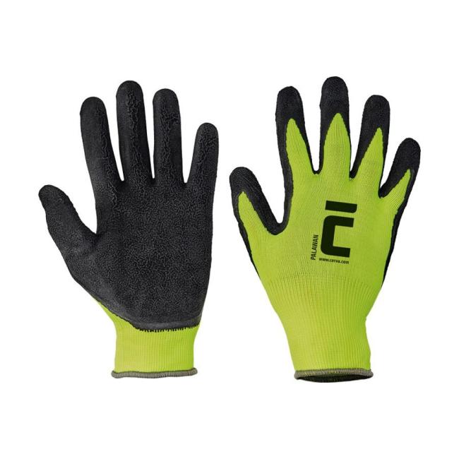 [CV997088] Gloves nylon, latex PALAWAN, black/green, size 8/M