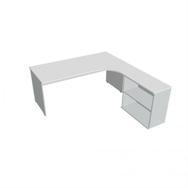Gate desk, ergo, left, 180x75.5x200 cm, white/grey
