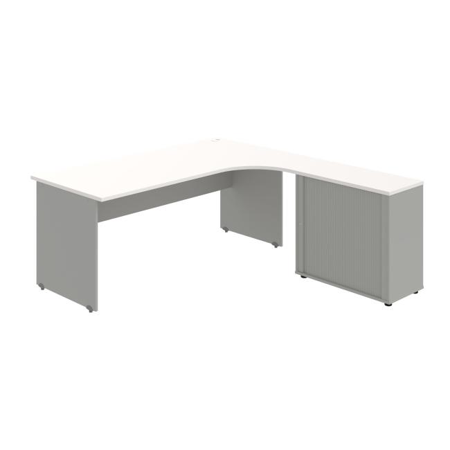 Gate desk, ergo, left, 180x75.5x200 cm, white/grey